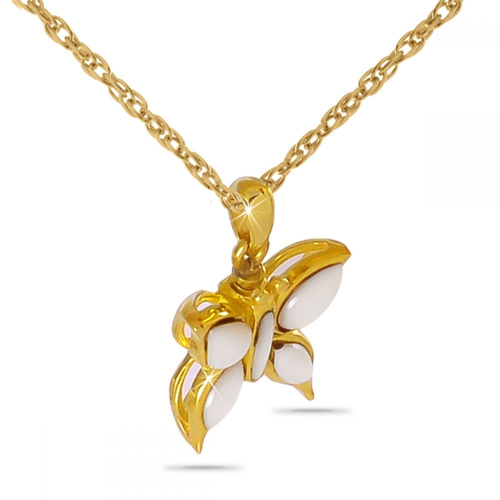 Butterfly Mother of Pearl Solid Gold Keepsake