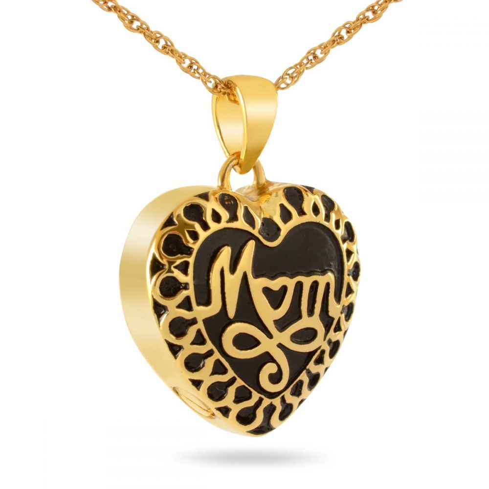 Mom Heart Necklace Solid Gold Keepsake