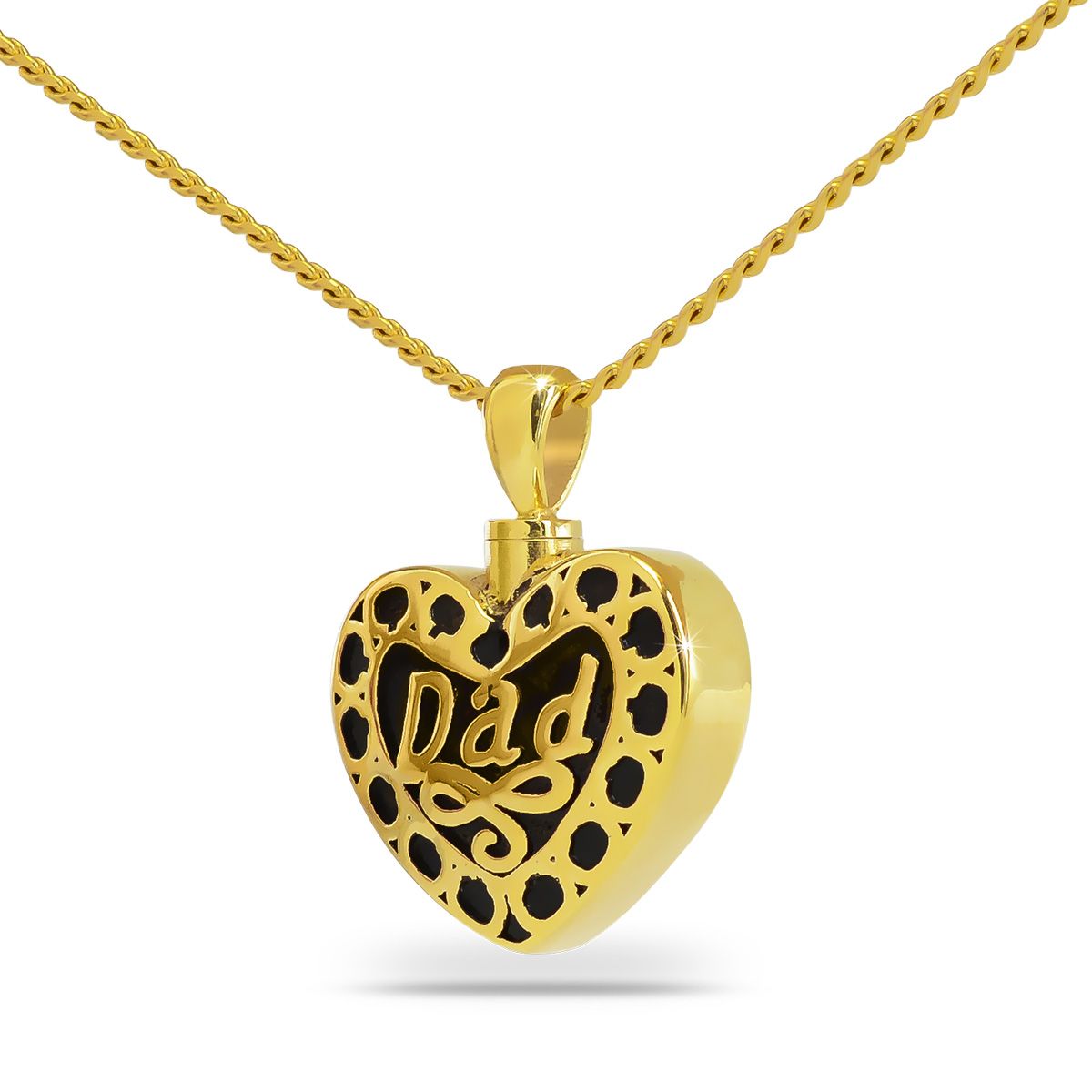 Solid Gold Dad Heart Necklace Keepsake