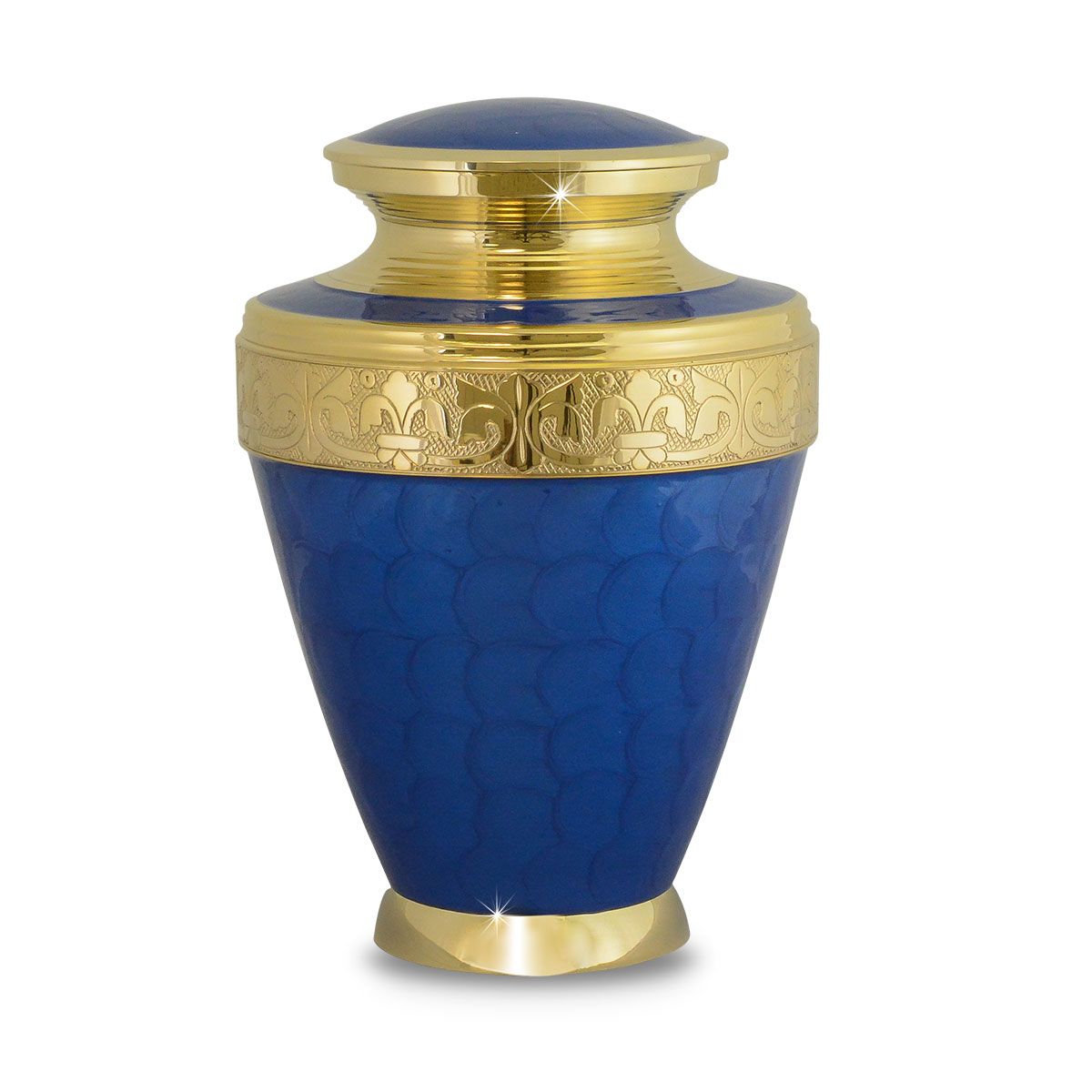 Blue Floral Brass Urn