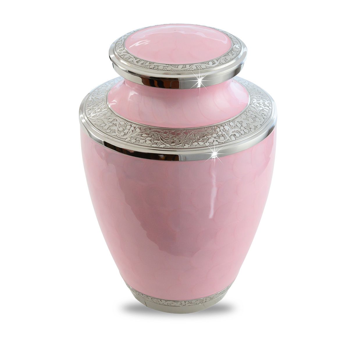 Pink Floral Adult Brass Urn