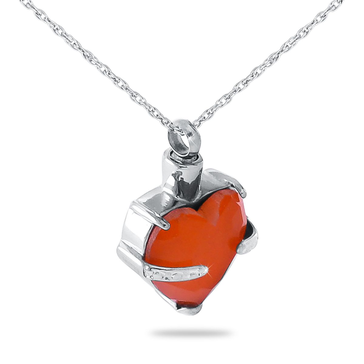 Orange Crystal Heart Steel Keepsake