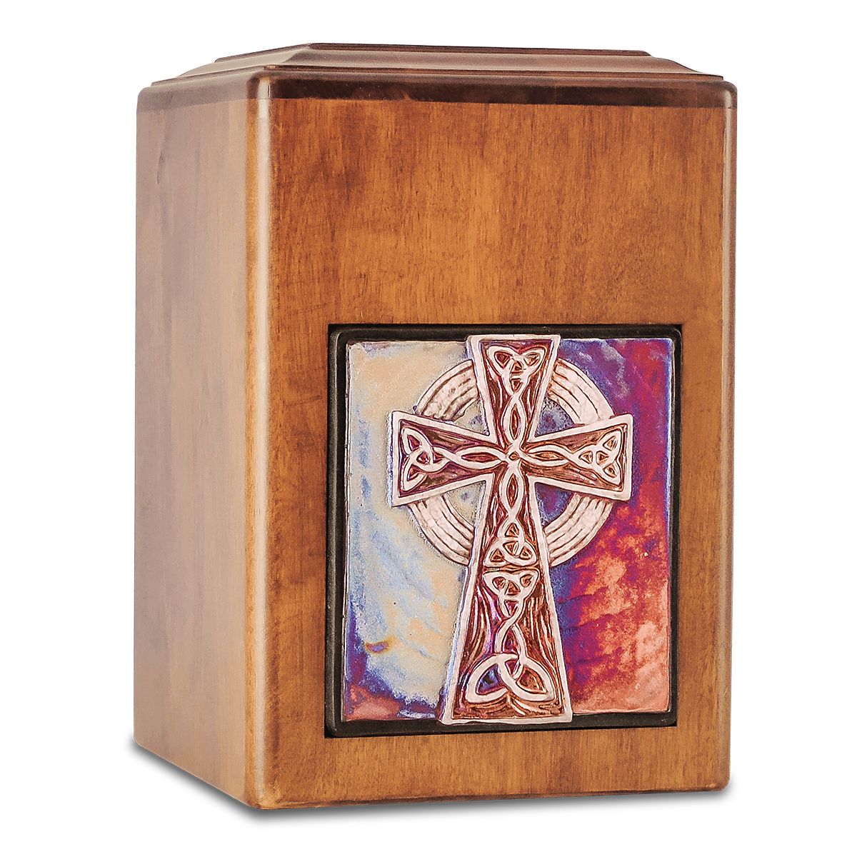 Raku Wood Cross Cremation Urn