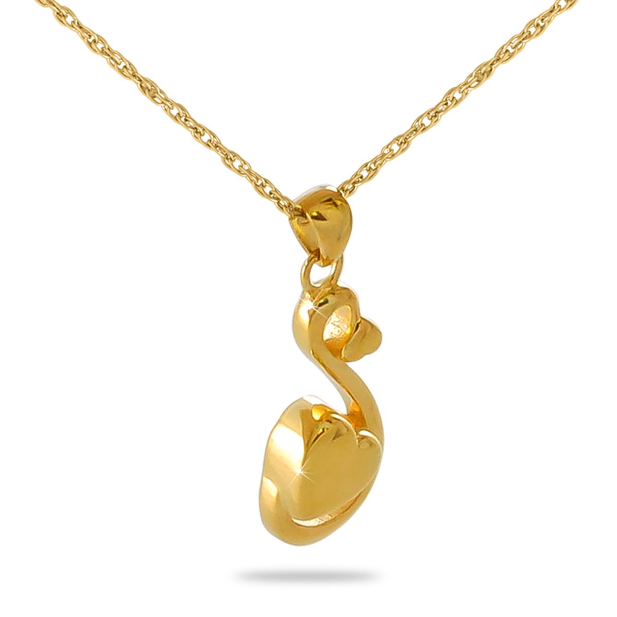 Gold Steel Heart Teardrop Pendant