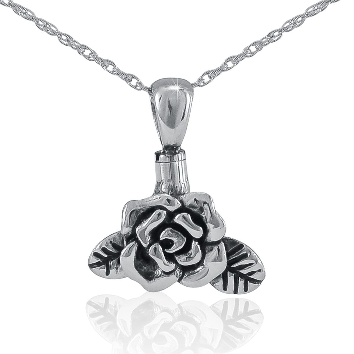 Silver Rose Keepsake Necklace