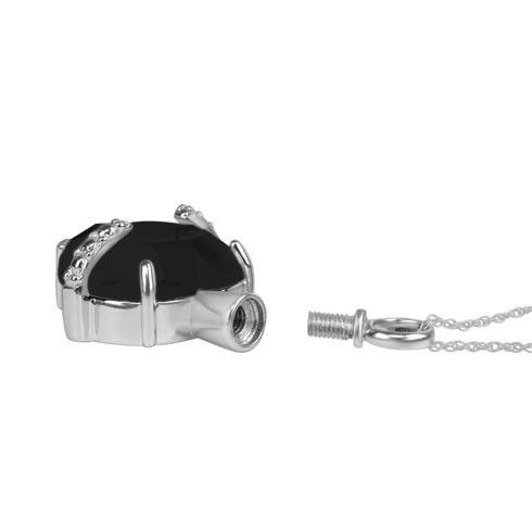 Black Stone Heart Steel Pendant