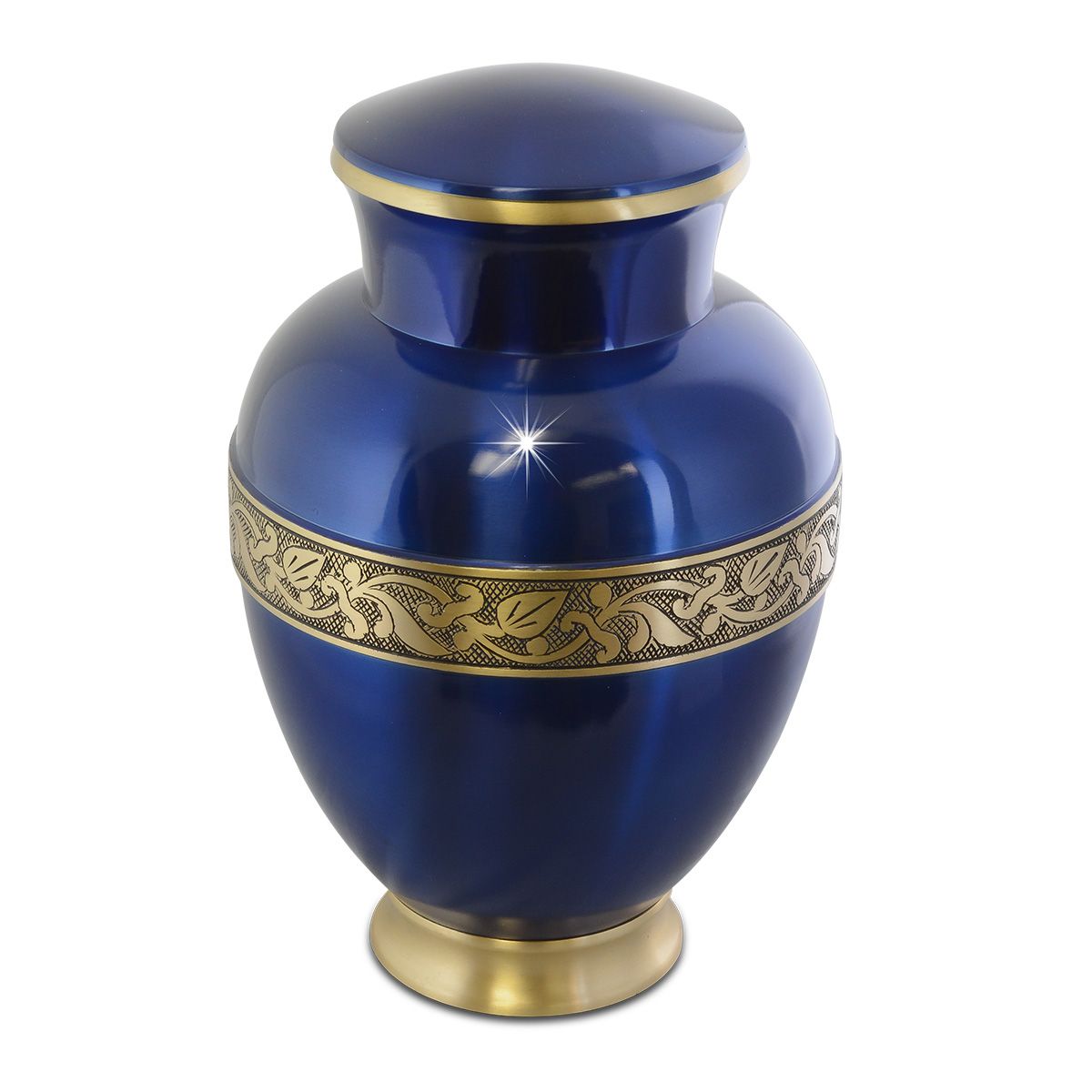Leaf Blue Brass Urn