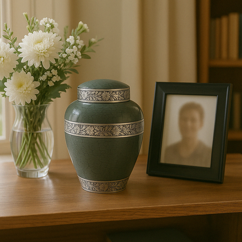 Forest Green Bounty Aluminum Urn