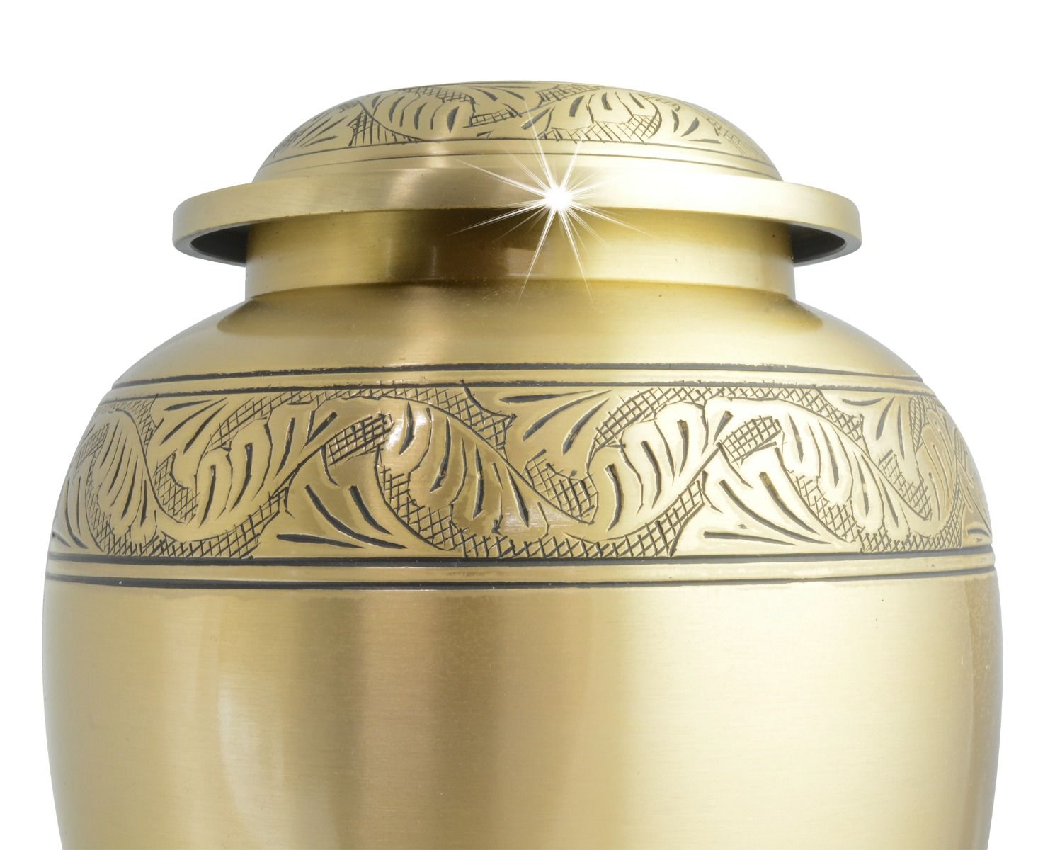Gleaming Feather Brass Urn