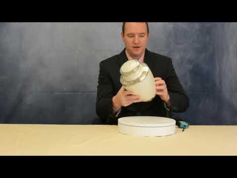 White Floral Adult Brass Urn