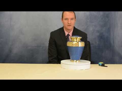 Blue Floral Brass Urn