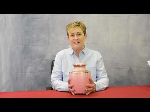 Pink Floral Adult Brass Urn