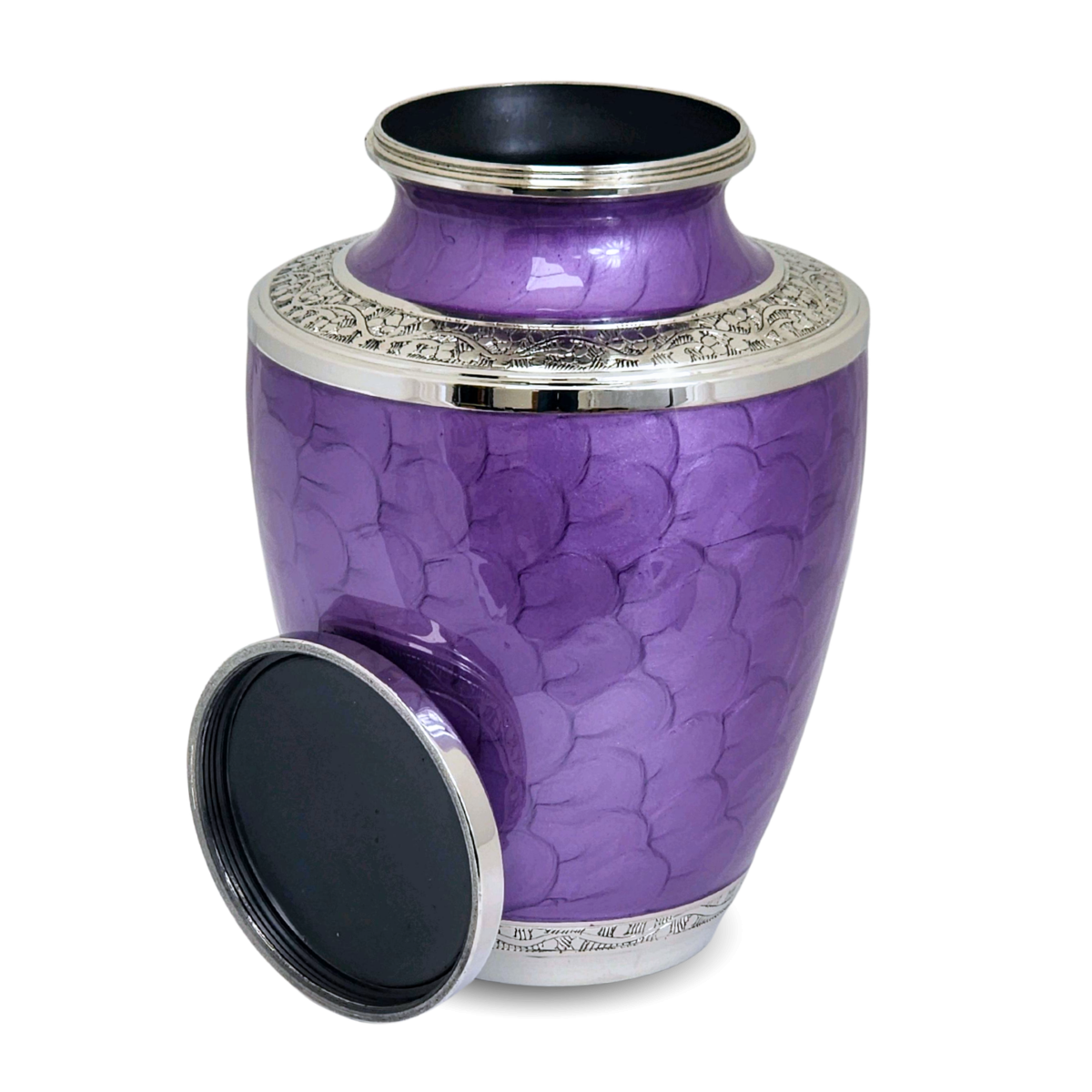 Purple Floral Adult Brass Urn