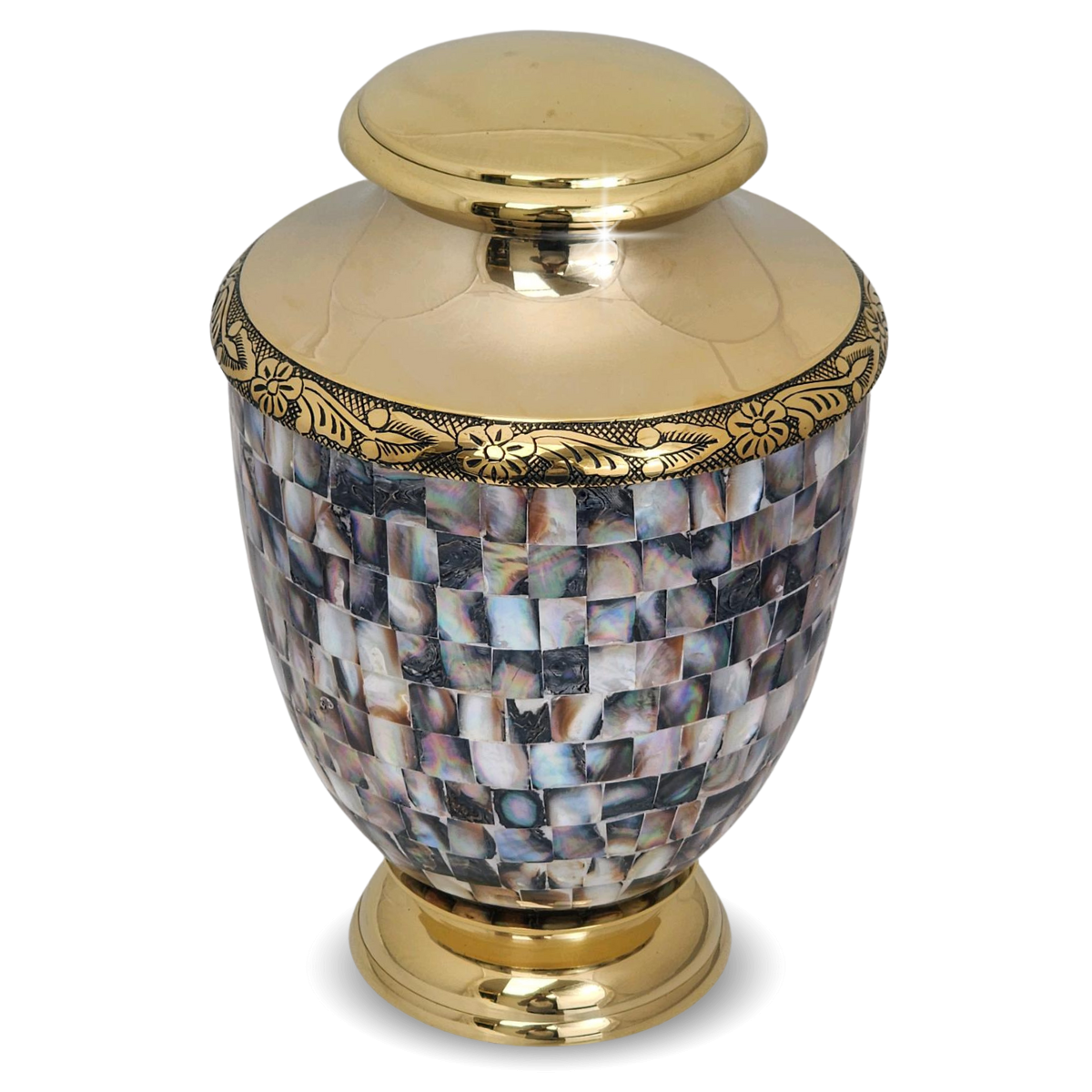 Regal Rose Mother of Pearl Brass Urn