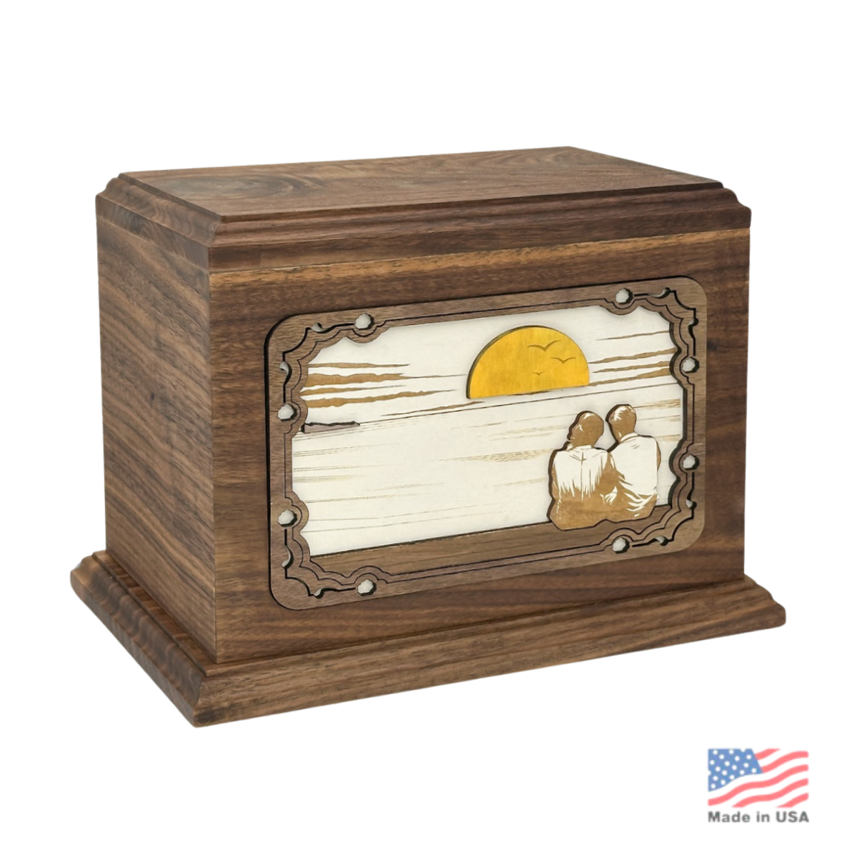 3D Sunset Wood Urn