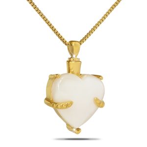 Ship-Now-10K-White-Crystal-Heart-Solid-Gold-Keepsake-Pendant