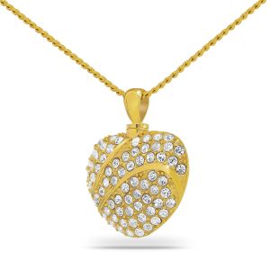 Ship-Now-14K-White-Stone-Solid-Gold-Heart-Keepsake