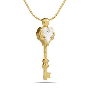 White-Stone-Heart-Key-Gold-Steel-Keepsake