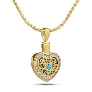 December w/ Blue Topaz Gold Steel Keepsake