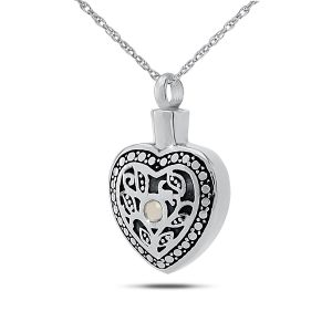 April w/ Clear Zirconia Stainless Steel Keepsake