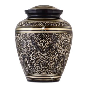 Embrace-Ebony-Engraved-Brass-Urn