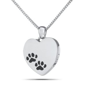 Paw Print Heart Silver Keepsake