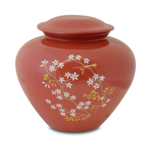 Forget-Me-Not-Red-Ceramic-Urn