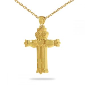 Claddagh-Pendant-Cross-Solid-Gold-Keepsake-Urn