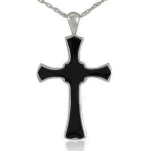 Mens-Black-Cross-Silver-Keepsake