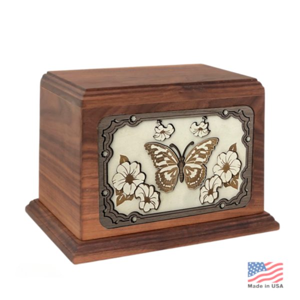 3D Art Butterfly Walnut  Urn