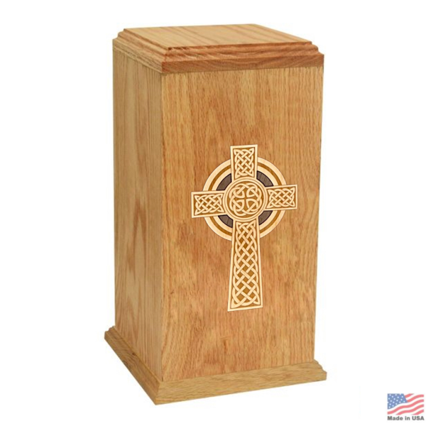 Celtic Cross Oak Urn