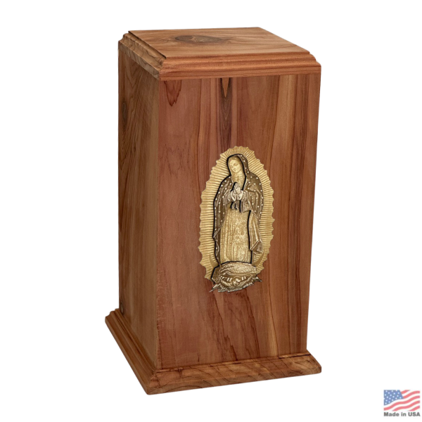 Lady of Guadalupe Cedar Wood Urn