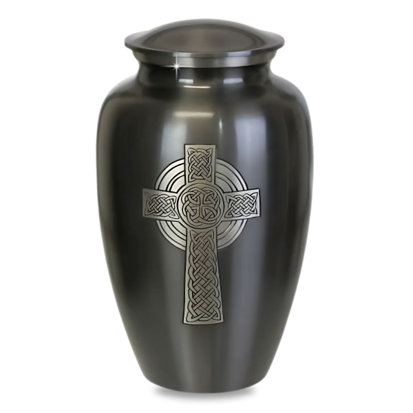 Timeless Celtic Cross Brass Urn